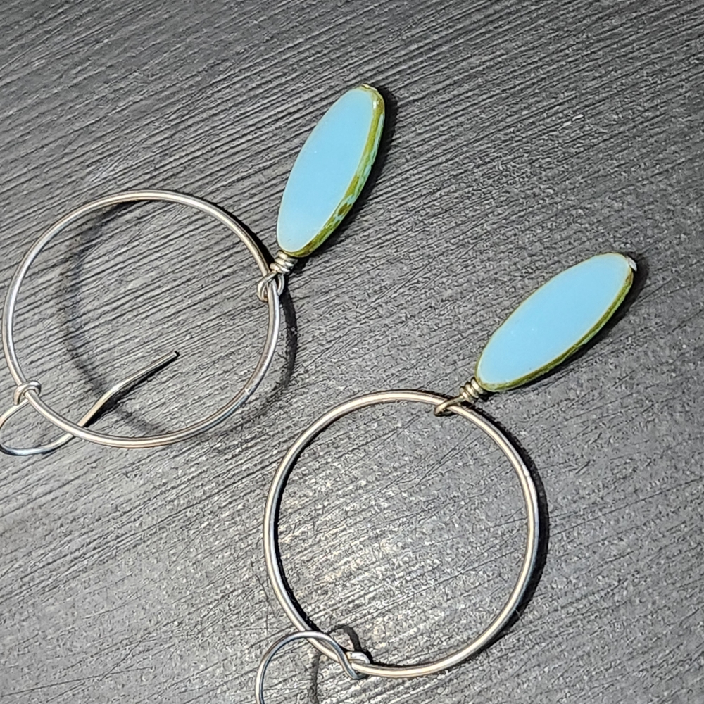 Elegant Silver and Blue Hoop Earrings